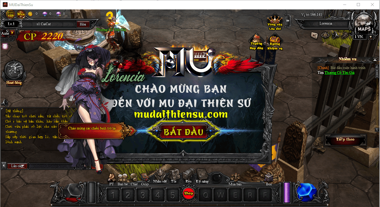 bắt đầu game mu đại thiên sứ