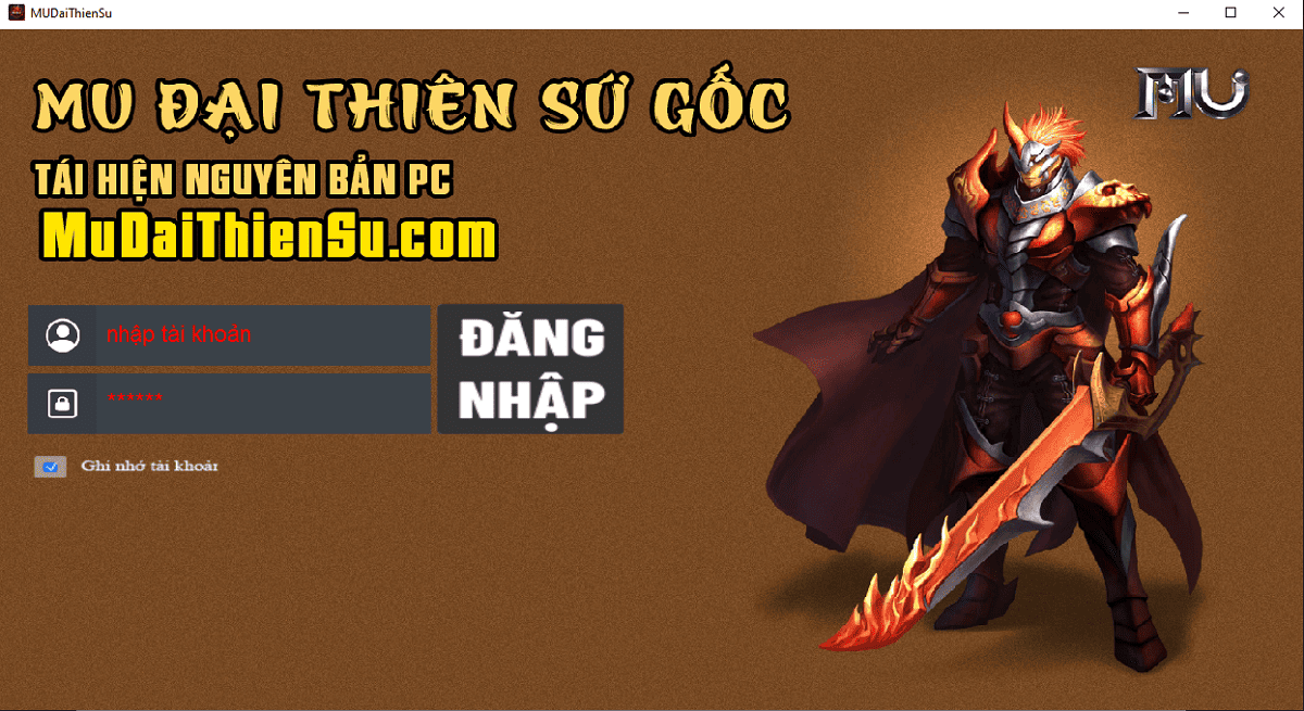 đăng nhập game mu đại thiên sứ