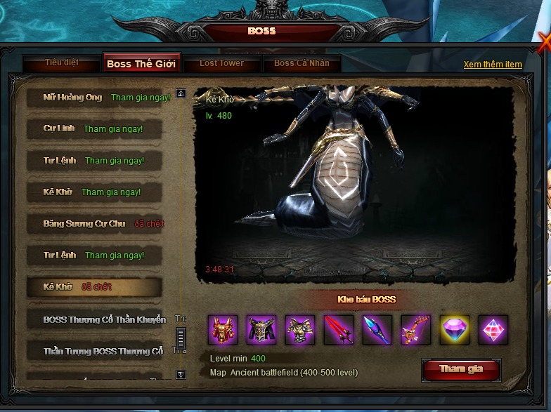 Cách săn Boss thế giới và Boss Lost Tower để được nhiều đồ